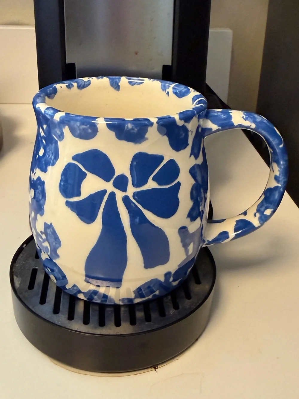 Hand-Painted Blue and White Ceramic Pitcher Mug